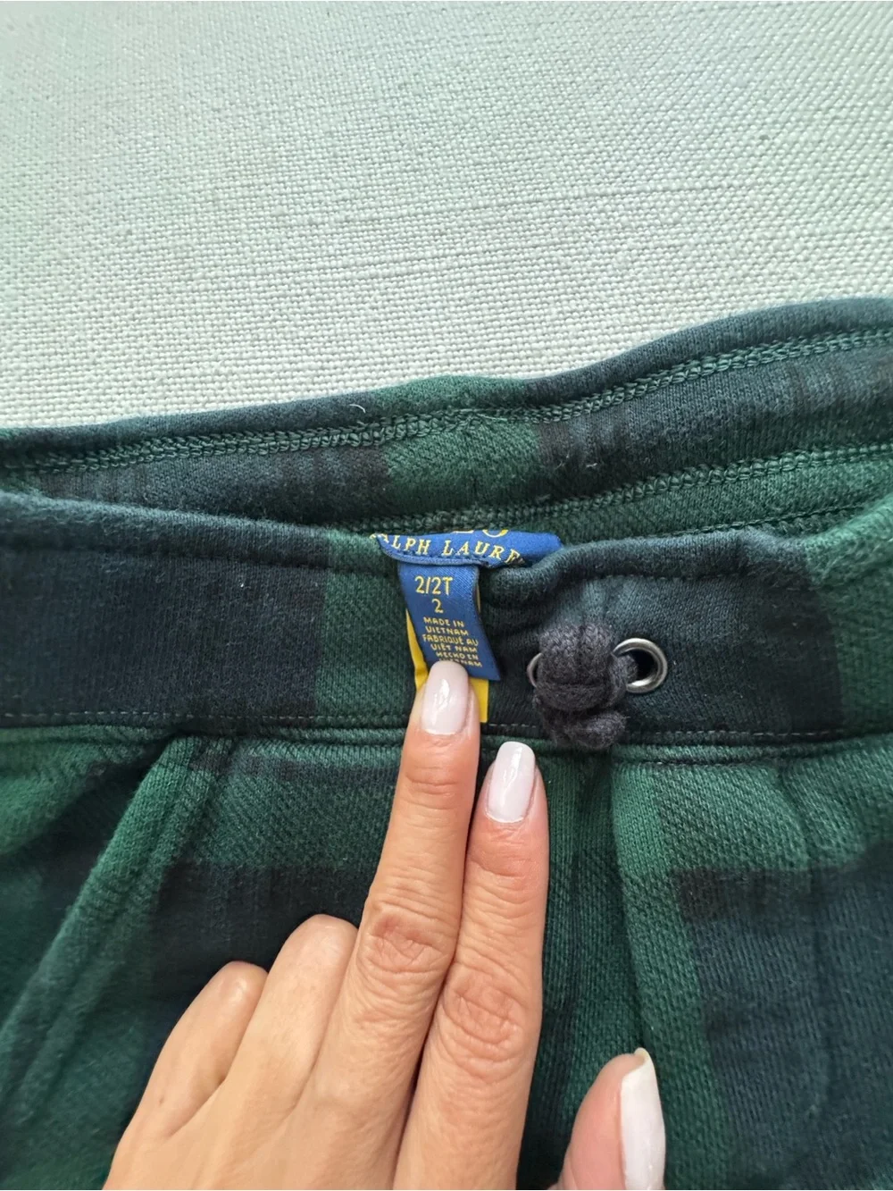 Ralph Lauren Dark Green & Black Plaid Kids Joggers